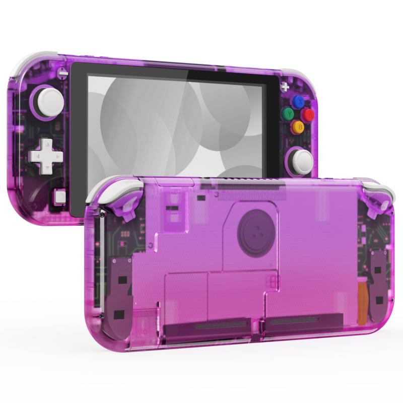 eXtremeRate switchライトに対応用カスタムケースカバー、グラデーションカラー任天堂switchライトコントローラー修理キットハウジング/スクリーンフィルム付き、switch liteに対応用クリア素材の
