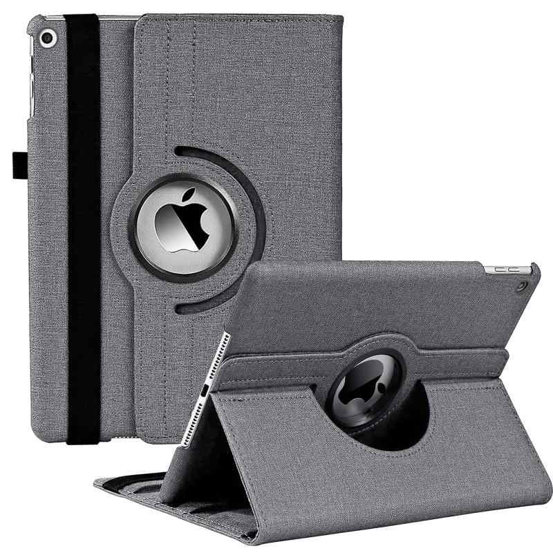 iPad 9世代 ケース 10.2インチ iPad 第9/8/7世代 ケース (2021/2020/2019モデル) 360度回転 耐衝撃カバー オートスリップ機能搭載 3段階調節可能 ホルダベルト付き (グレー)(2.0)