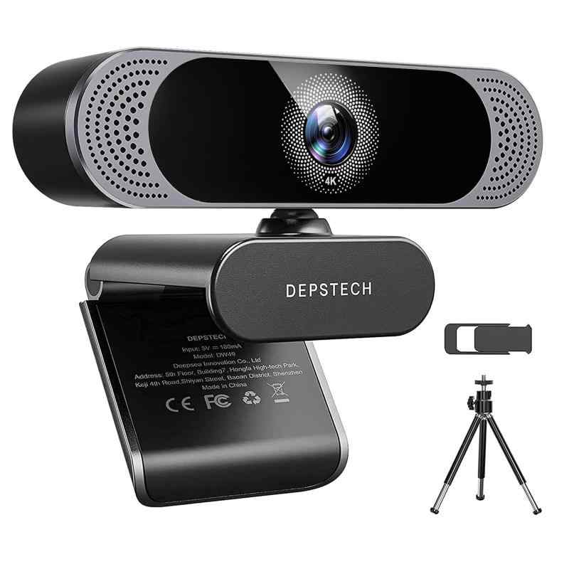 Webカメラ 4K オートフォーカス 800万画素 2025年アップグレード版 DEPSTECH ウェブカメラ UHD画質 デュアルマイク内蔵 自動調光補正 USB接続 PCカメラ ビデオチャット ビデオ会議 オンライン授業