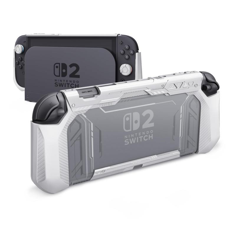 PlayVital METEOR Nintendo Switch 2（2025）対応TPU製ソフト保護ケースカバー ドック対応 親指グリップ付き 耐衝撃 滑り止め キズ防止【ホワイト】