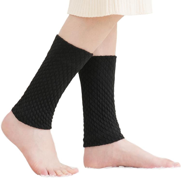 [tsyzazo] 【足のプロが設計】レッグウォーマー 冷え 足首ウォーマー 二重編み 暖かい 冷えとり レディース メンズ 冬用夏用 冷房対策 (ブラック)