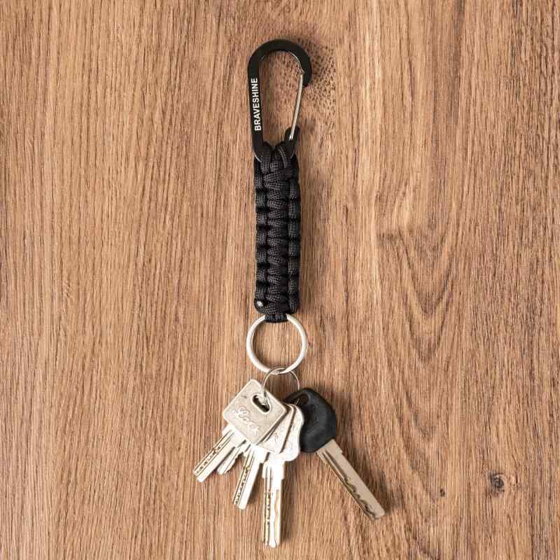 [BRAVESHINE] カラビナ ダブルヘッド パラコードで編んだ カラビナ パラコード ストラップ キーホルダー キーチェーン アウトドア キャンプ フック ハンガー（カラビナ リング付き 4個）