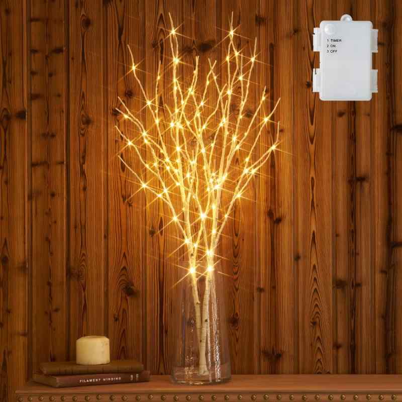 Hairui 白樺 100LED 枝 80cm イルミネーション 電池式 間接照明 ブランチツリー ス...