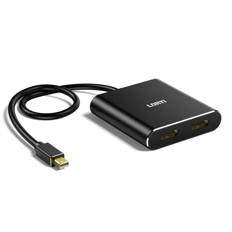 Mini DisplayPort to デュアル HDMI 4K@60Hz MDP 1.2 to 2 HDMI 分配器 拡張 2画面出力 拡張モード ミラーモード ノートパソコン、PC、モニター、プロジェクターなどに対応