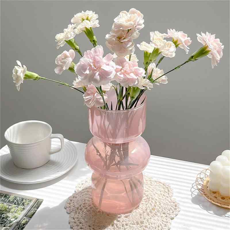 JSPYFITS 花瓶 ガラス 花びん 割れない 一輪挿し おしゃれ がびん ガラ スベース 花器 吹きガラス 高さ18cm 水栽培 生け花 造花 花束 透明 水栽培 花器 インテリア飾り 置物 贈り物 玄関、書斎、