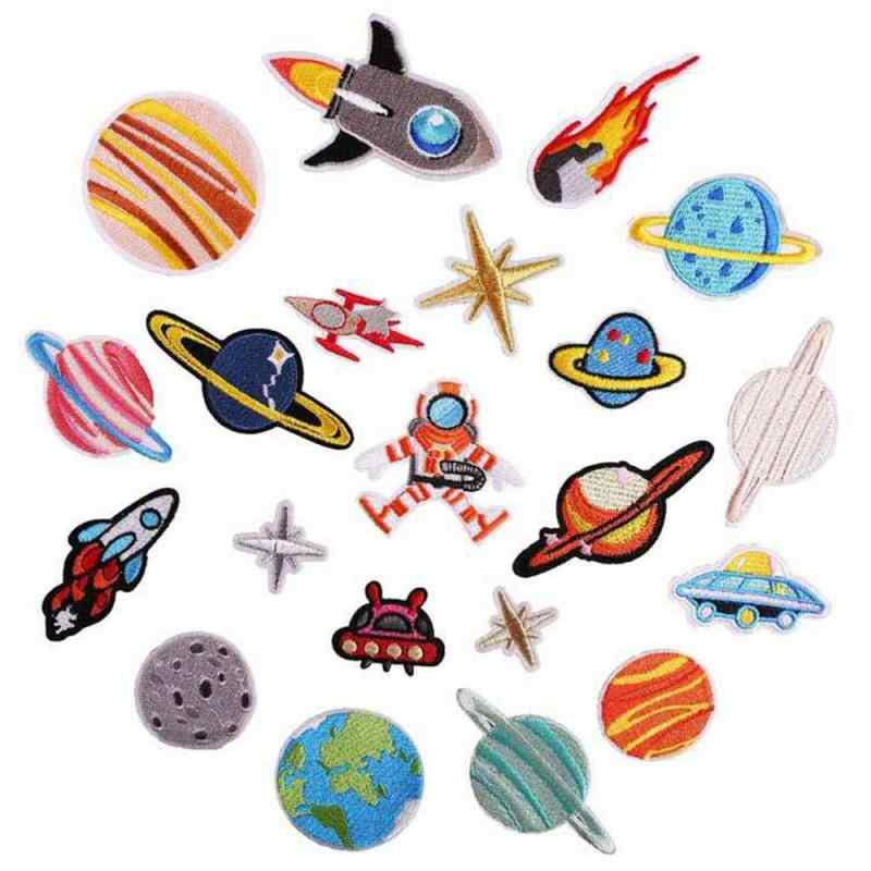 【Wdlife】ワッペン アップリケ アイロンワッペン刺繍 宇宙 星球ワッペン 宇宙大集合 宇宙船 子供人気アップリケ 男の子 女の子 かわいい かっこいい補修パッチ【21枚セット】(3.0)