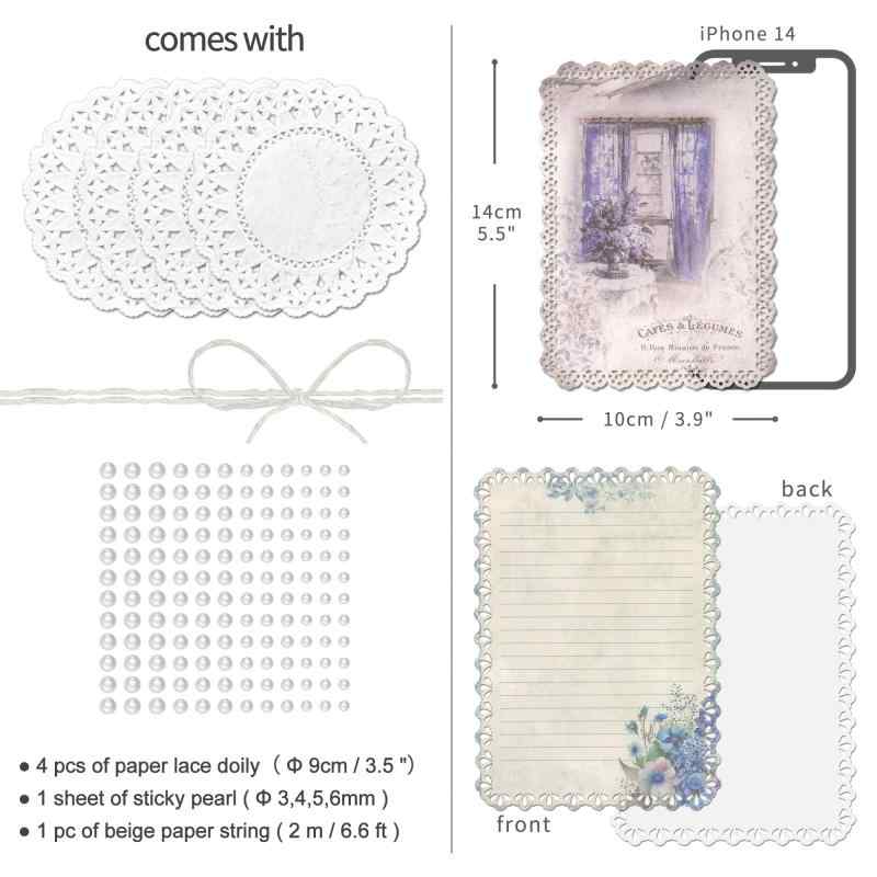 3パック ヴィンテージペーパーレースカットアウト レースペーパーフラワーパターン 片面ダイカット装飾紙 レトロ紙 カード作成用 アートやクラフトコラージュ ギフトラッピング (Jessy)