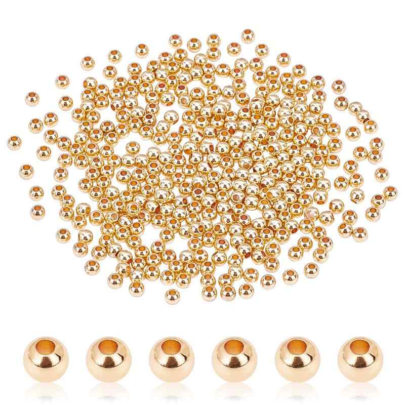 樂天商城 - PH PandaHall 3mm 14K 金メッキビーズ 300個 滑らか 丸いビーズ メタルビーズ 小さい スペーサービーズ ブレスレット ネックレス ジュエリー 工芸品作り シームレス ボールビーズ