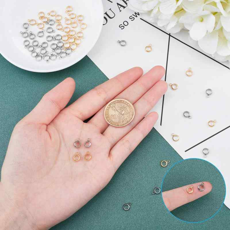 UNICRAFTALE 約60個 2色 内径4mm リングビーズ カン付き ハンガービーズ 304ステンレス ビーズ ハンガーリンク リンクビーズ 保釈ビーズ スペーサービーズ ハンガー ブレスレット作り アクセサリ