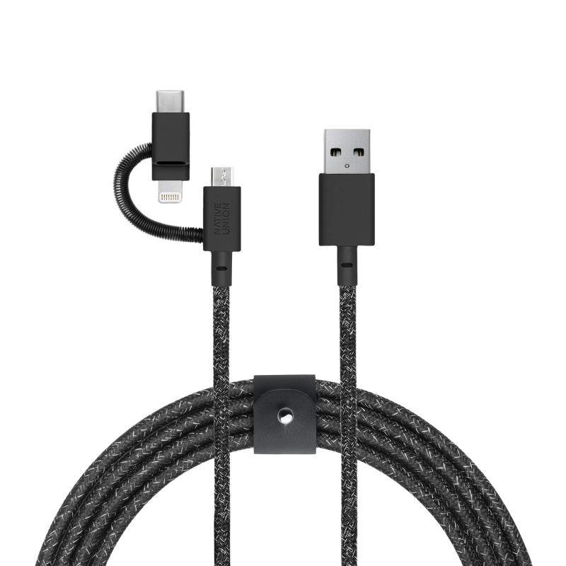 NATIVE UNION [ネイティブユニオン] BELT Cable Universal 3-in-1 2m 高耐久 急速充電ケーブル (ライトニング/USB-C/Micro-USB端子対応) [MFi認証] (Cosmos)