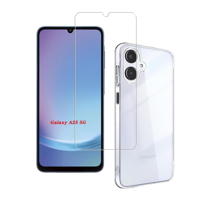 樂天商城 - 【1+1枚セット】対応 Galaxy A25 5G 用の ケース + ガラスフィルム Galaxy A25 5G SC-53F SCG33ケースカバー柔軟 TPU 全透明 軽量 衝撃吸収 傷つけ防止 携帯便利 滑り止め 散熱加工 黄変しにくい +ギャラク