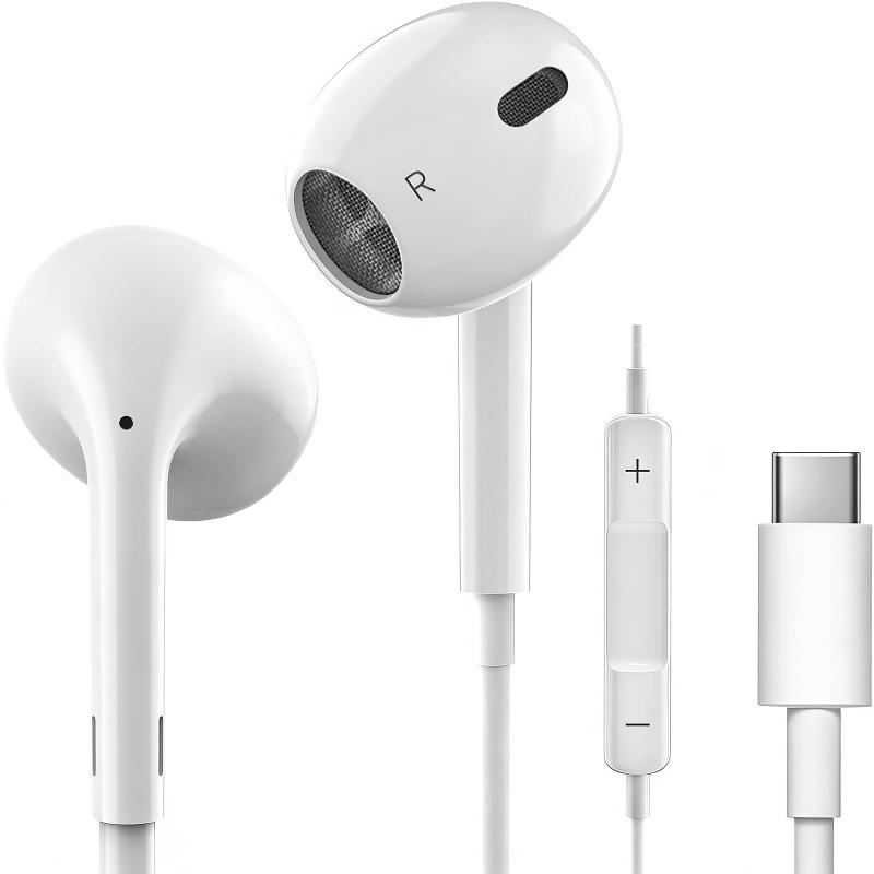 タイプc イヤホン有線HiFiイヤホン、クリア通話、高忠実度ノイズアイソレーション設計、内蔵マイク付き，USB-Cイヤホン有線 TYPE-Cジャック、人間工学設計、絡