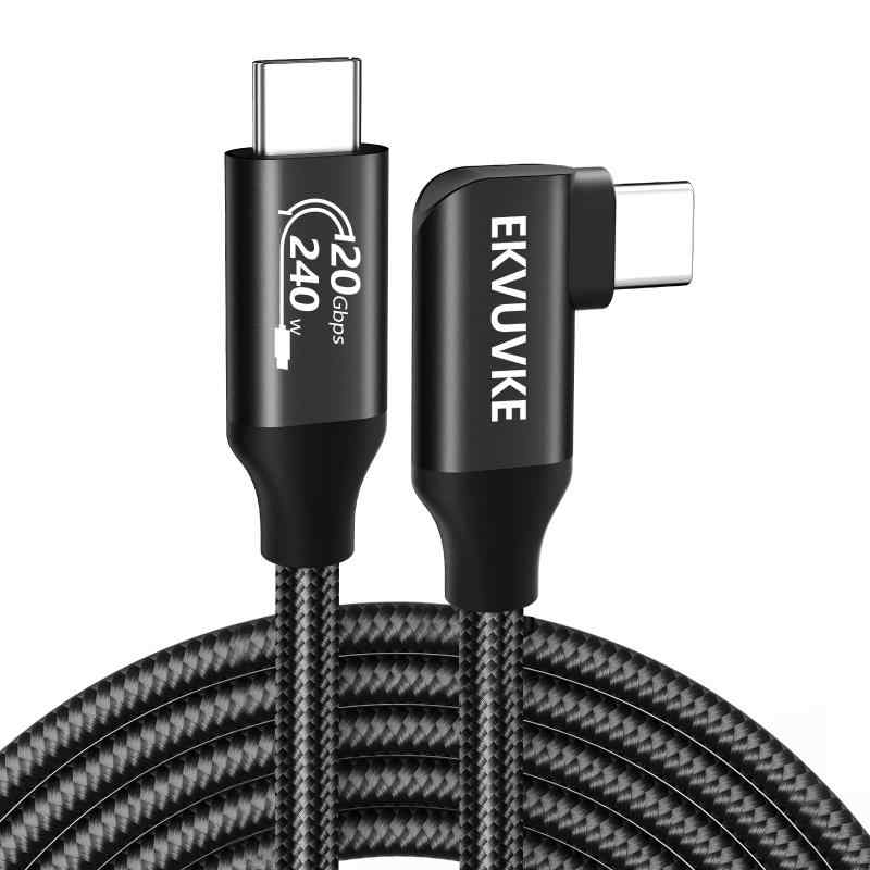 USB C to C ケーブル L字 ナイロン編み耐久設計【8K@60Hz/ 4K@120Hz映像出力】2M⚡【PD3.1 240W 次世代超急速充電】L字 Type C ケーブルは最新PD3.1規格に対応し、従来のPD3.0(100W)を大幅に上回る最大240Wの高出力充電を実現。MacBook Pro 16インチなどの高性能ノートPCもフルパワーで素早く充電。E-marker 2.0スマートチップ内蔵で過電流・過熱からデバイスを保護します。🚀【20Gbps 超高速データ転送 - USB 3.2 Gen 2x2規格】 USB 3.2 Gen 2x2技術を採用し、理論上の最大転送速度20Gbpsを実現。大容量の4K動画ファイルやゲームデータを数秒で転送可能。外付けSSDやハイエンドストレージデバイスを最大限に活用したいクリエイターやゲーマーに最適です。🎬【4K@60Hz 高精細映像出力】 高解像度の4K@60Hz映像を安定して出力。リフレッシュレートも確保され、動画鑑、ゲームプレイ、ビジネスプレゼンテーションまで、滑らかで臨場感あふれるビジュアル体験を提供します。（注：映像出力にはお使いのデバイスがDP Alt Modeに対応している必要があります）💪【軍用級耐久性 &amp; 35,000回曲げ試験】 高密度なナイロン編みケーブルと強化型アルミニウムコネクタを採用。35,000回以上の曲げ試験に耐え、日常的な取り回しや収納による断線の心配がありません。ストレインリリーフ設計でコネクタ部分の弱点を強化し、長期的な信頼性を追求しました。🔌【広範な互換性】 iPhone 17/16/15/14シリーズ、MacBook Pro/Air、iPad Pro、Moniteur 4k、 Samsung Galaxy S25/S24/S23、Google Pixel 9/8/7/6/6A、Nintendo Switchなど、USB-Cポートを備えたほぼ全てのデバイスで、充電・データ転送・映像出力の3機能をフル活用可能です。