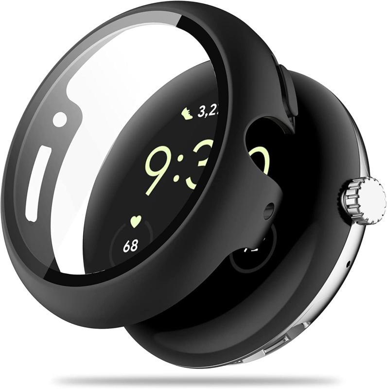 Google Pixel Watch 2/Pixel Watch 1 用 ケース 保護 ガラスフィルム 一体型 PC+TPE材質 二重構造 全面保護 超薄型 高耐久 装着簡単 耐衝撃 対応 Google Pixel Watch 2/1保護ケース 高透過率