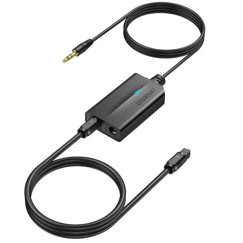 AUTOUTLET アナログ デジタル オーディオ コンバーター 3.5mm 光デジタル 変換 AUXからSPDIF 48KHz対応 音声変換器 3.5mmケーブル内蔵 光ケーブル付き