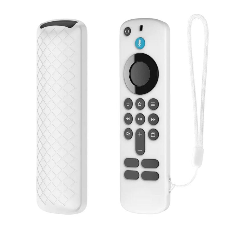 リモコンカバー For Fire TV Stick HD/4K 用 シリコン製 保護ケース リモコン フック穴付き 滑り止め 防水 耐衝撃 保護ケース 丸洗い 全体保護 リモコン シェル (ホワイト)互換性・簡単装着：Fire TV Stick HD / 4K 用リモコンに対応したシリコン製保護カバーです。工具や複雑な手順は不要で、リモコンに合わせてはめ込むだけで簡単に装着できます。ボタン部分には専用の開口設計を採用しているため、すべてのボタンをスムーズに操作可能。赤外線信号を遮ることなく、リモコン本来の機能を損なわずに正確で快適な操作性を維持します。プレミアム素材：このリモコンカバーは環境に配慮した高品質シリコン素材を使用し、滑らかな表面と柔らかな手触りで、手にしっかりフィットする快適なグリップ感を実現します。シリコン素材ならではの優れた耐衝撃性・耐落下性に加え、滑り止め効果も備えているため、リモコンが手から滑り落ちるのを効果的に防止。日常使用による衝撃や摩耗からリモコンを守り、長期間安心してご使用いただけます。耐衝撃・落下耐性設計：このリモコン用保護ケースは弾力性に優れた特殊シリコン素材を採用し、高いクッション性と衝撃吸収性を実現しています。誤って落としてしまった場合や、日常使用による衝撃からも、リモコンの損傷リスクを効果的に軽減します。ボタン部分から本体エッジまでを覆う360°フルカバー構造により、あらゆる角度からの衝撃に対してもしっかりとリモコンを保護します。滑り止め・紛失防止設計：リモコン用シリコンカバーの背面にはダイヤモンドパターンの滑り止め加工を施しており、握った際の摩擦が大幅に向上。手から滑り落ちにくく、誤って落とすリスクを軽減します。また、側面にはストラップホールを備えているため、ソファやテレビ周り、壁掛けフックなどに掛けて保管でき、リモコンの紛失防止にも役立ちます。防水性・お手入れ簡単：この防水リモコンカバーは優れた防水性・防汚性を備えており、日常使用による汚れは水でそのまま洗い流したり、ウェットティッシュで拭くだけで簡単にお手入れできます。また、シリコン素材は耐酸化性・耐老化性に優れているため、長期間使用しても黄ばみやベタつきが生じにくく、繰り返し洗浄しても新品のような美しさと清潔感を保ちます。