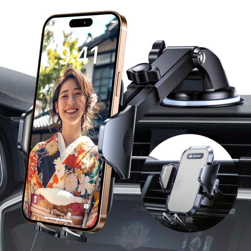 Rakuten - 車載スマホホルダー 吸盤 エアコン吹き出し口 クリップ付き グレー