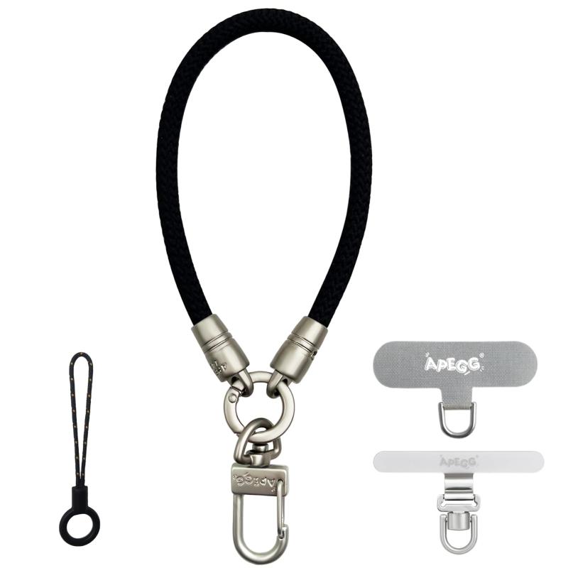 Rakuten - [APEGG] ハンドストラップ 携帯ストラップ 手首 取り外し スマホストラップ 丸紐6.5mm カメラストラップ 落下防止 紛失防止 リングストラップX1 ストラップホルダー X2 付属 全機種対応