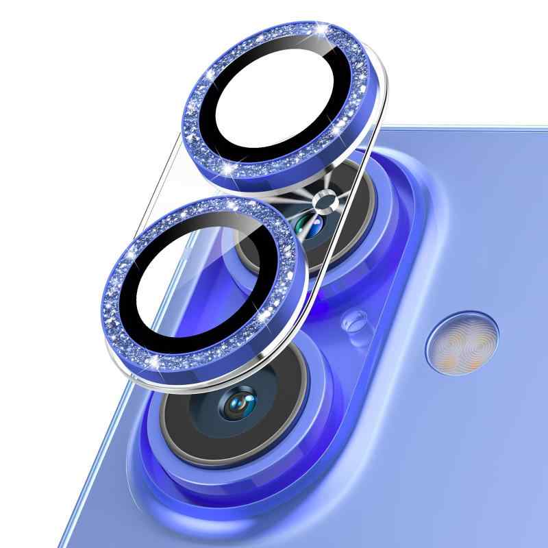 樂天商城 - Podick カメラフィルム iPhone 16/16 Plus用 カメラカバー キラキラ 9H強化ガラス アルミ合金 アイフォン16/16Plus用 カメラ保護 ピカピカ キズ防止 耐衝撃 高透過率 黒縁取り 露出オーバー防止 極薄