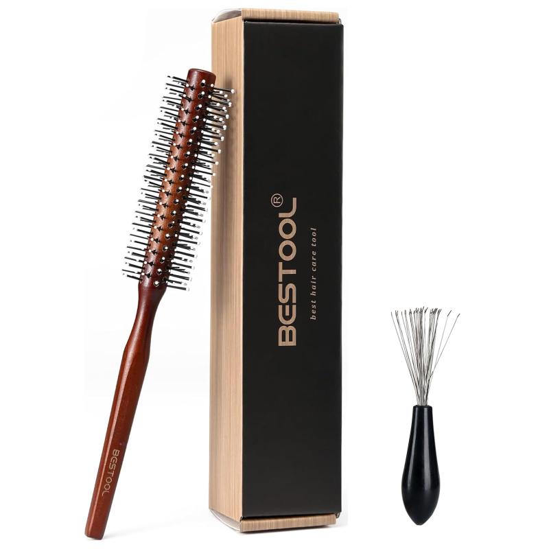 BESTOOL ロールブラシ ヘアブラシ ロール くし 木製 櫛 ヘアケア 高級 コーム レディース メンズ ブロー カール 巻き髪 耐熱 人気 艶髪 美髪ケア