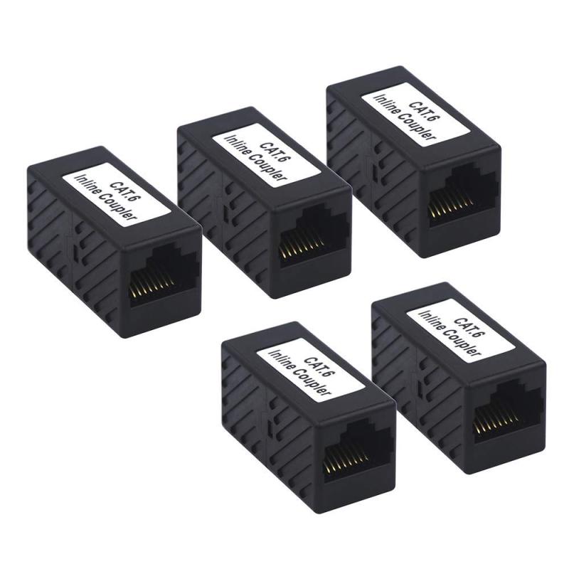 Rakuten - VCE LANケーブル 延長コネクタ メス-メス Cat6 Cat5e Cat5ケーブル対応 UTP用 中継コネクタ RJ45中継アダプタ 8P8C ギガビット 5個セット 黒