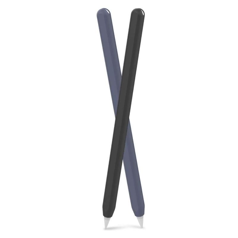 AhaStyle 超薄型 Apple Pencil シリコン保護ケース Apple Pencil Pro&amp;Apple Pencil 第二世代のみに適用 二本セット (黒，ネイビー)