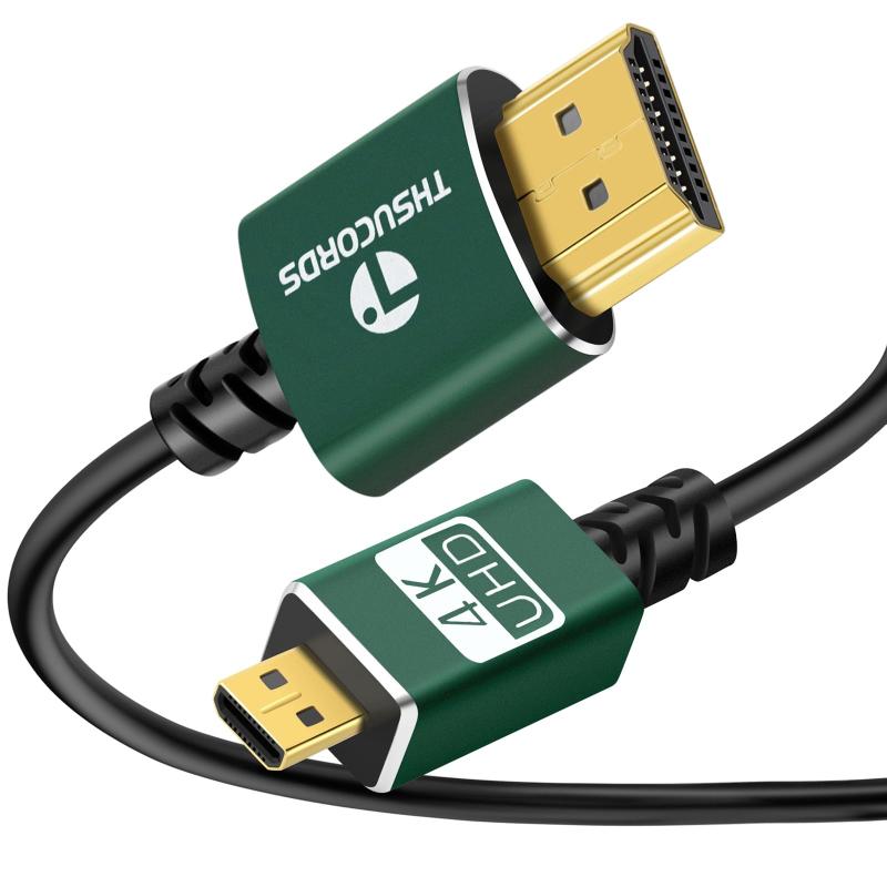 Rakuten - Thsucords 柔らかい HDMI マイクロタイプDオス to HDMI タイプAオス ケーブル 1M. 薄型ウルトラスリム&フレキシブル Micro HDMI 3D/4K@60Hz/18gbps/1080P GoPro/デジカメ/アクション