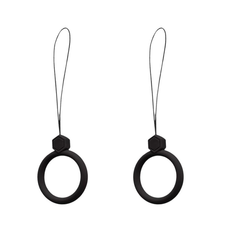 [QIKEJI] フィンガーストラップ リングストラップ シリコン リングストラップ スマホリング ストラップ 2個セット シンプル機能 で落下防止 スマホを傷めな 【 ブラック 2個 】デジタルカメラ