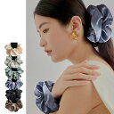 シルクヘアゴム シルクシュシュ ボリューム 髪に優しい 100%天然シルク 髪にやさしく跡がつかない おしゃれ 高弾性 6Aクラス ヘアアクセサリ 髪飾り 静電気防止 1個セット (ブルー)