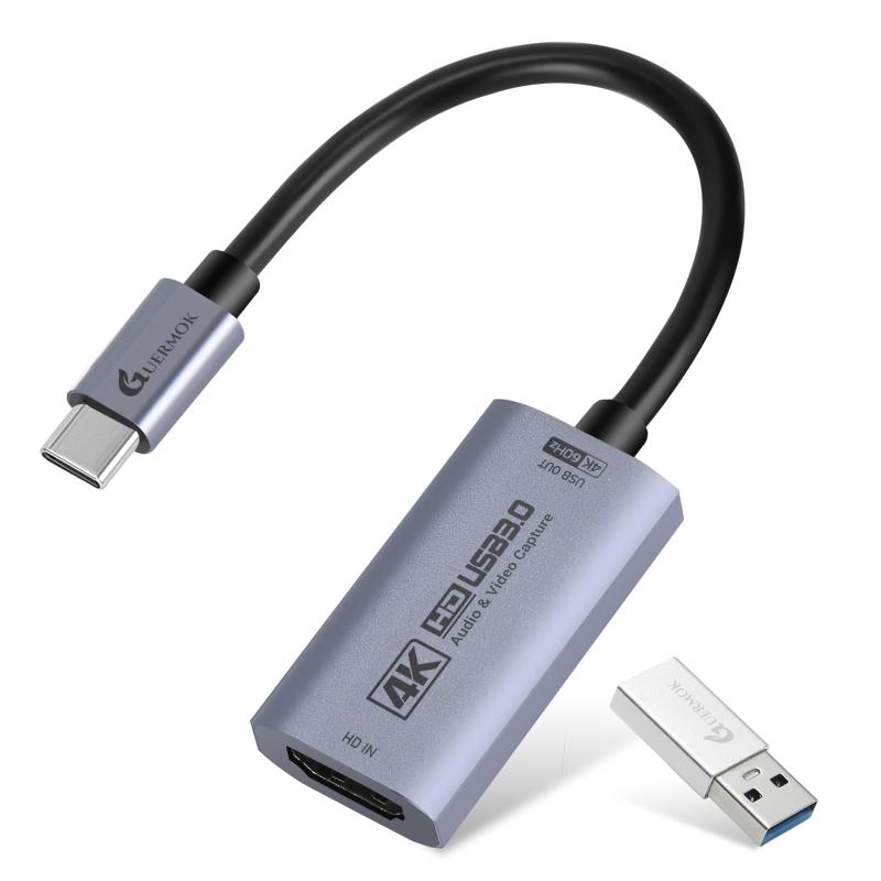 Hewlett Packard - Guermok HDMIキャプチャカード 4K@60FPS、2K@144FPS USB 3.0 HDMIからUSB C/Aビデオキャプチャカード、ストリーミング用、iPad、Switch 2/1、PS5/4、Xbox、Quest3、Mac OS、Wind