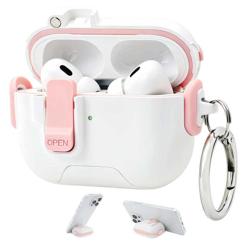 Rakuten - Fairdproc AirPods Pro2 ケース ロック付き AirPods Pro ケース 可愛い 安全ロック 自動ポップアップ機能 落下衝撃保護/耐衝撃/全面保護 AirPods 第2/1世代 ケース （2023/2022/2019） スタンド機