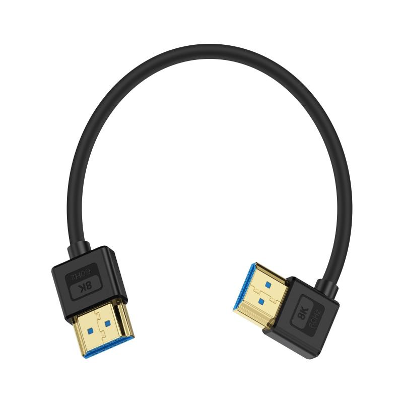 Poyiccot L型HDMI ケーブル短い8K, 48Gbps 柔らかい HDMI 変換ケーブル L字型 右向きHDMI2.1 規格 0.3m 極薄ケーブル 8K@60Hz/4K@120Hz/144Hz 対応 PS3 PS4 PS5 Switch Xb