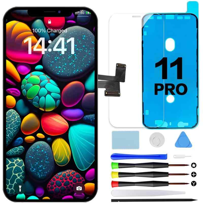Goldwangwang For iPhone 11 Pro 液晶パネル 5.8インチ 交換用LCDディスプレイ デジタイザー一体型 修理ツール・強化ガラスフィルム・防水シール付属 A2160/A2217/A2215対応 3Dタッチ対応
