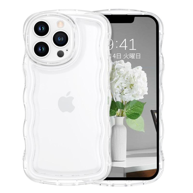 Rakuten - VENINGO 対応 iPhone 13 pro専用ケース クリア 可愛い ウェーブ おしゃれ TPU 韓国 かわいい スマホケース 人気 シンプル アクスタ アクキー 滑り止め 薄型 軽量 耐衝撃 指紋防止 レンズ保護 ストラ