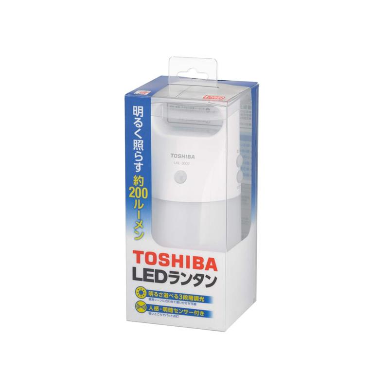 東芝(TOSHIBA) センサー付きLEDランタン 防水性能(JIS IPX4) 3段切替機能付き 人感＆明暗センサー搭載 LKL-3000(W)