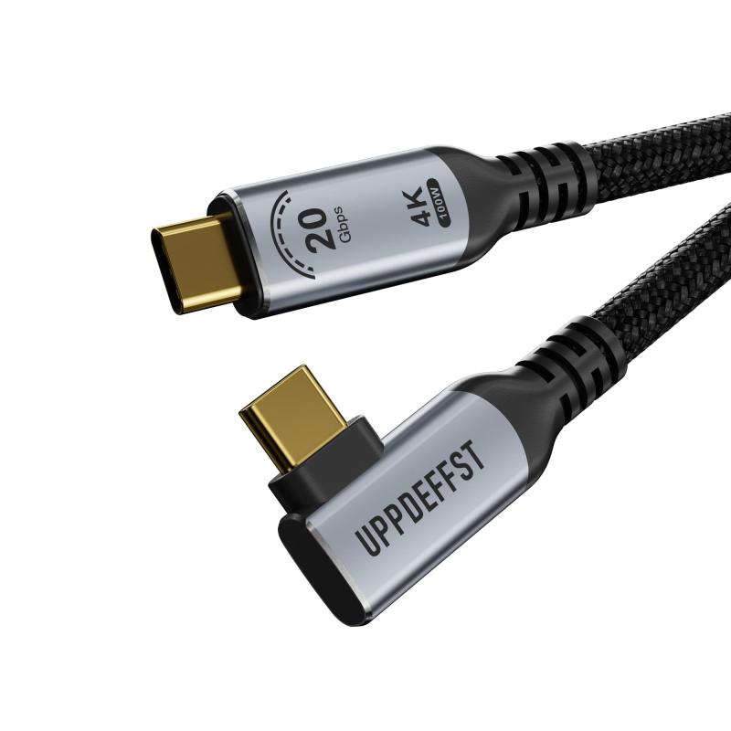 HITACHI - UPPDEFFST 1m 90 度（直角）Type-C ケーブル、Thunderbolt 3 対応。L 字型コネクタを採用し、USB-C 3.2 Gen 2x2 規格に準拠しています。USB Type-C インターフェースを介して、20Gbps のデータ