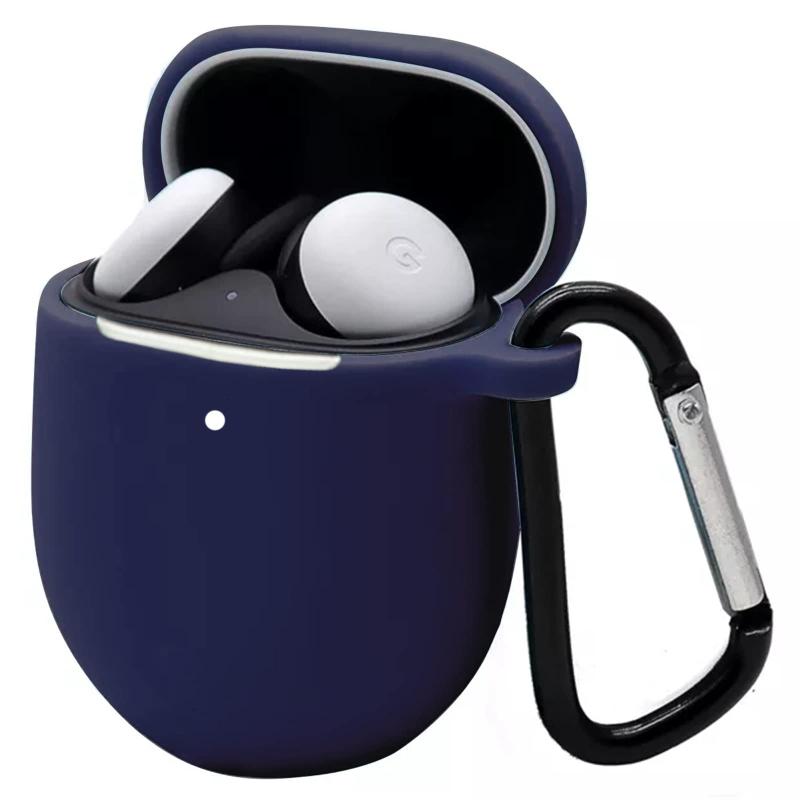 YAODLE Pixel Buds Pro ケース 対応 Pixel Buds Pro 専用保護カバー 液状シリコン保護ケース 耐衝撃性 防水防塵 軽量小型 紛失防止 装着充電可能 男女兼用 カラビナ付き(ブルー)