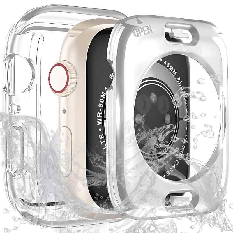 Rakuten - [Sunhel] コンパチブル アップルウォッチ 防水 カバー 対応 Apple Watch SE SE2 SE3 Series 6 5 4 44mm ケース 2-in-1 前後保護 PCフレーム＋強化ガラス 耐衝撃 軽量 高透過率 簡単脱着(半透明，4