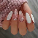 ネイルチップ ショート つけ爪ネイルチップ 短めネイルクリスマスデザイン 雪 DIY ネイル 簡単 ジェルネイル 24枚入ネイルシール かわいいクリスマス パーティー 撮影小物 目立つ クリスマ