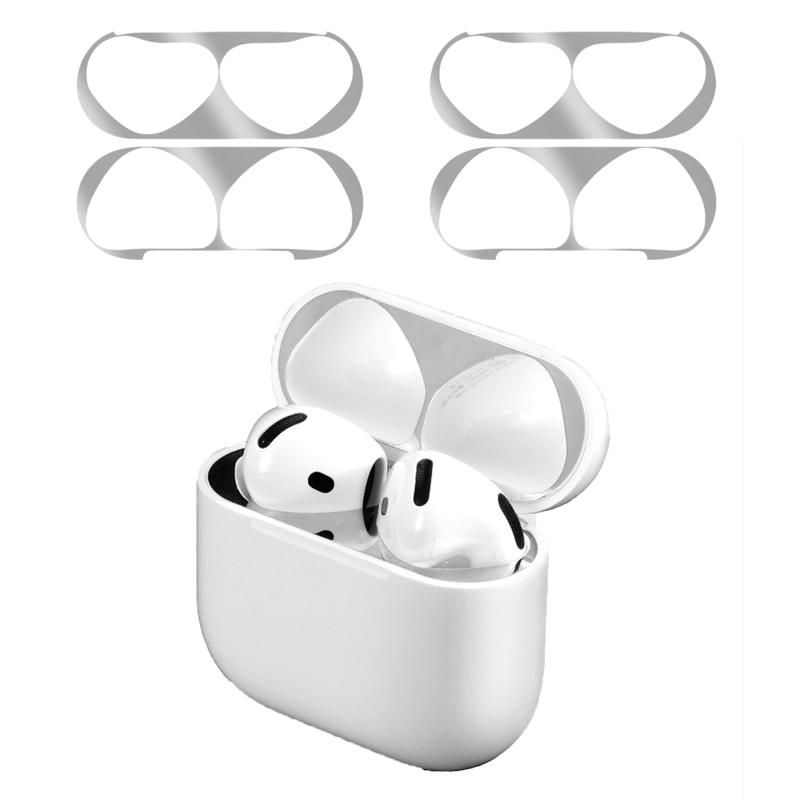 BUITFOU For AirPods 4 ダストガード エアーポッズ4(2024)シール金属汚れ防止 プロ ガードカバー 極薄18K メッキ 埃 ほこり 砂鉄 侵入防止 防塵(2セット&amp;ホワイト)