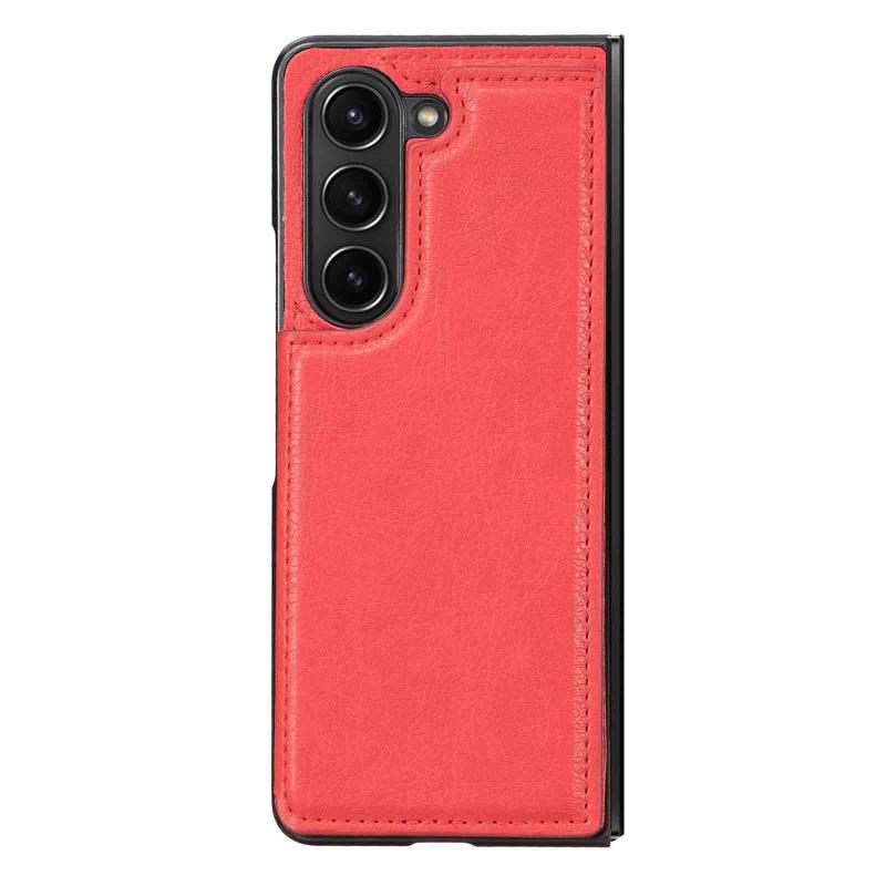樂天商城 - 【Viesa】背面カード 手帳型ケース 互換性 Galaxy Z Fold5 SCG22 SC-55D 対応 Samsung スマホ バックカバー ケース 手帳型 (レッド) 財布型 背面カバー きスタンド機能 背面型ケース 適用 サムスンsc55d ギ