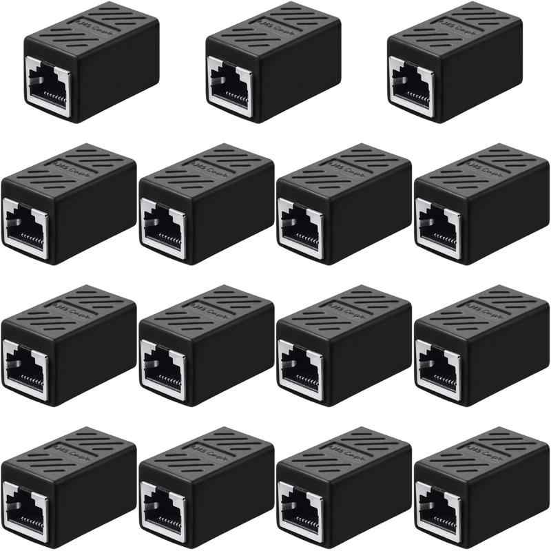 SHARP - JUTOSU RJ45 Lanケーブル 延長コネクタ カプラ ネットワーク 中継コネクタ Cat7/Cat6a/Cat5eに適用 RJ45 延長コネクタ メス - メス ギガビット 対応 8P8C LAN端子 ブラック (2)