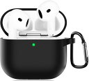 LAYJOY AirPods4 用 ケース AirPods 第4世代 カバー シリコーンケース AirPods 4 ケース保護カバー 装着充電可能 全面保護 落下防止 キズ防止 耐衝撃 防塵 防水 軽量 収納 カラビナ付き (ブラック)