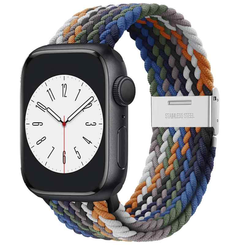 アップルウォッチ バンド Apple Watch バンド 42mm(Series 10)/41mm/40mm/38mm 編み込み 伸縮 調整可能 ソロループ Series Ultra2/Ultr..