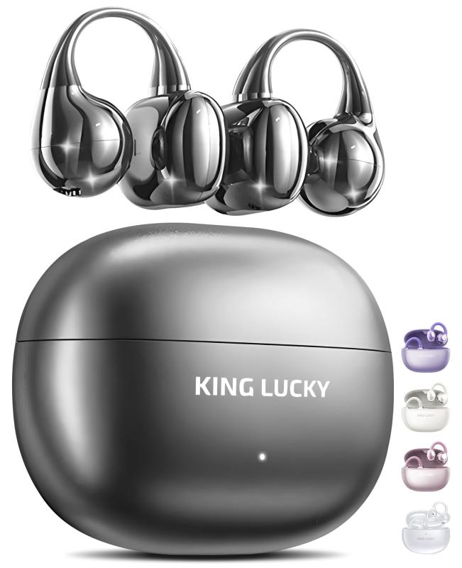king luckyオープンイヤー イヤーカフ イヤホン bluetooth5.4 ワイヤレス イヤフォンIPX5防水 40時間バッテリー 耳挟み式 骨伝導の革新OWS空気伝導 耳を塞がない 日本製 Hi-Fi音質でランニング運動ト
