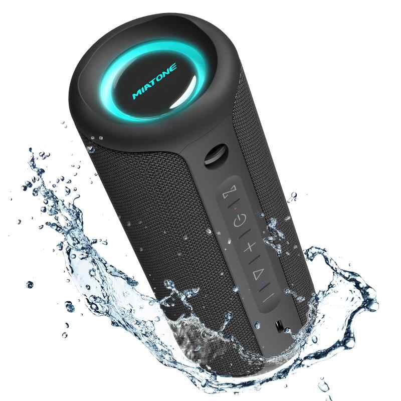MIATONE BoomPro Bluetooth スピーカー 40W出力 IPX7防水 ブルートゥース スピーカー 重低音 アウトドア ワイヤレス Bluetooth5.3 RGB LEDライト DSP処理 PC パソコン 車載/パッシブラジエーター搭