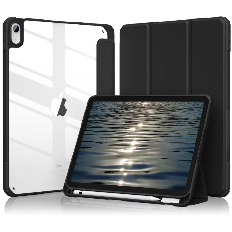 Liquid Crystal Protector - 【Maledan】対応iPad a16 ケース - 11インチ 2026新型 三つ折りスタンド 薄型 ペンシル収納 軽薄 軽量 DIY透明 オートスリープ機能対応 耐衝撃 対応iPad A16 ケース ブラック