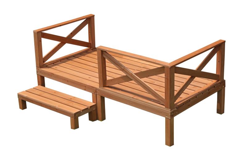 リビングアウト(Living Out) 天然木ウッドデッキ 0.5坪 6点セット ブラウン デッキ：幅90x奥行90x高さ3..