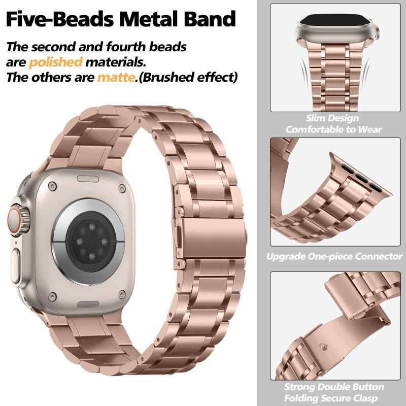 RoothouseStoreの[HITZEE] メタル Band コンパチブル Apple Watch バンド 49mm 46mm （シリーズ 11/10） 45mm 44mm 42mm（シリーズ 3/2/1） ステンレススチール製交換用メンズ/レディースバンド Apple Watc｜アングル2