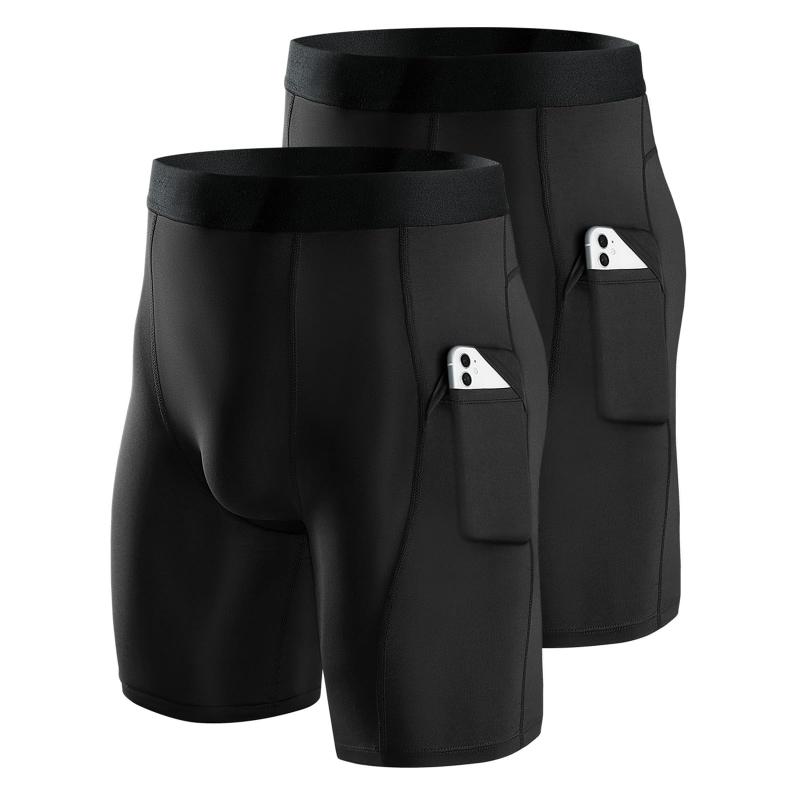 コンプレッションショート メンズ ポケット付き スポーツタイツ ショート ランニング アンダーパンツ トレーニング 陸上 バスケ インナーパンツ [吸汗 速乾 通気 加圧]
